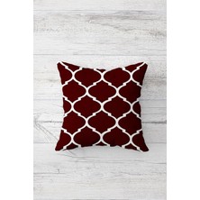 Canarino Pelangi Bordo Geometrik Desenli Çift Tarafı Baskı Gizli Fermuarlı Yastık Kılıfı Kırlent Koltuk Yastık Kılıfı, Bordo 45 x 45, 24691240145451