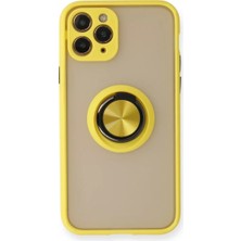 SDT Newface Apple iPhone 11 Pro Max Kılıf Montreal Yüzüklü Silikon Kapak - Sarı