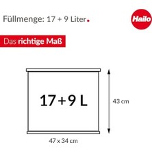 Canarino 0630 – 200, Öko Duo Plus L, Pedallı-Abfalltrenner, 17 + 9 Litre, Metal, Gümüş, 47 x 35 x 44 cm