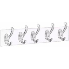 Canarino Mika Kristal Plastik Şeffaf Askı, Pvc Yapışkanlı Montaj, 6.4X29.3 Cm, 5 Kollu 6.2 cm