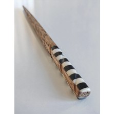 Moncuk Design Geometrik Kontrastlı Sedef ve Bambu Saç Çubuğu
