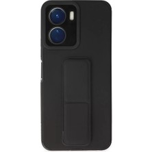 SDT Newface Vivo Y16 Kılıf Mega Standlı Silikon - Siyah