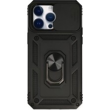 A-Luxe Newface Apple iPhone 14 Pro Kılıf Pars Lens Yüzüklü Silikon - Siyah