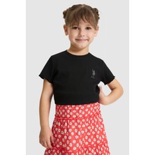 U.S. Polo Assn. Kız Çocuk Bisiklet Yaka Siyah Basic Tişört 50325610-VR046