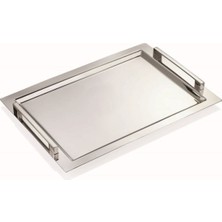UltraMint Şık Çelik Çay ve Servis Tepsisi 31/47 Cm, Pratik ve Dayanıklı Tasarım