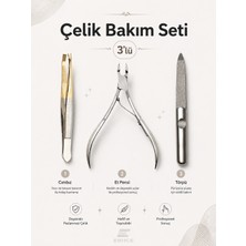 ERHCE Cımbız + Pens + Törpü 3'lü Set Kaş ve Tırnak Bakımı Solingen Ocean