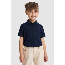U.S. Polo Assn. Kız Çocuk Polo Yaka Lacivert Basic Tişört 50328218-VR033