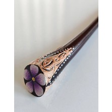 Moncuk Design Rölyef Dokulu ve Çiçeksi Kokonat Saç Çubuğu
