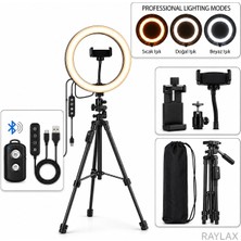Raylax 14 Inç Ring Light LED Işık 156CM Tripodlu Bluetooth Kumandalı Telefon Tutuculu