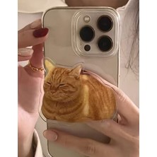Edelfu Popsocket Uykucu Kurnaz Kedi Telefon Tutucu, Yapıştırmalı Epoksi Yüzey Parmak Tutucu Standlı