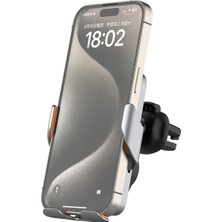Bix  Bxch9 Magsafe 15W Kablosuz Hızlı Şarj Destekli Ultra Ince Metal Gövdeli 360 Derece Ayarlanabilen Araç Içi Telefon Tutucu Gri