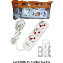 Royaleks Group 2 Metre Askı Aparatlı Anahtarlı 3lü Grup Priz ROYALEKS-68134