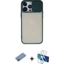 İlk El Grup Pilelistore™ iPhone 13 Pro Max Kılıf Vadi Çizgi - Siyah 3D Antistatik Cam Ekran Koruyucu + Shine Kamera Lens Koruma Cam - Pe