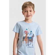 U.S. Polo Assn. Erkek Çocuk Açık Mavi Bisiklet Yaka Tişört 50327028-VR003