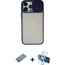 İlk El Grup Pilelistore™ iPhone 13 Pro Max Kılıf Vadi Çizgi - Siyah 3D Antistatik Cam Ekran Koruyucu + Shine Kamera Lens Koruma Cam - Pe