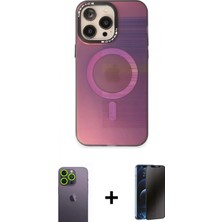 İlk El Grup Pilelistore™ iPhone 13 Pro Max Kılıf Siluet Modern Koleksiyonu - Siyah 3D Antistatik Hayalet Cam Ekran Koruyucu + Neon Fosforlu Kamera Lens - Yl