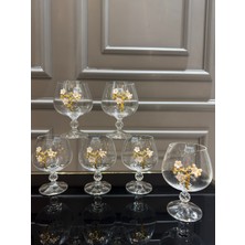 UltraMint Şık Bohemia Kristal Ayaklı Gold Incili Kahve Yanı Su Bardağı