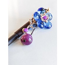 Moncuk Design Renkli Floral Detaylı Kokonat Saç Topuz Çubuğu