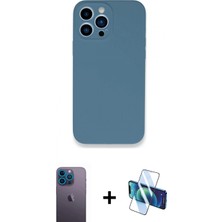 İlk El Grup Pilelistore™ iPhone 13 Pro Max Kılıf Zirve Modern Özel Seri - Siyah 3D Antistatik Cam Ekran Koruyucu + Neon Fosforlu Kamera Lens - Mı