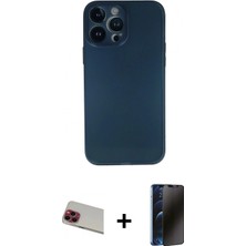 İlk El Grup Pilelistore™ iPhone 13 Pro Max Kılıf Yadigar Yansıma Serisi - Siyah 3D Antistatik Hayalet Cam Ekran Koruyucu + Rainbow Kamera Lens Koruma Cam - Kı