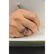 Innuendo Jewelry 925 Ayar Gümüş Türk Bayrağı ve Osmanlı Tuğralı Erkek Yüzük
