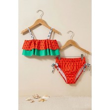Karpuz Desenli Kız Çocuk Mayo-Bikini Takımı
