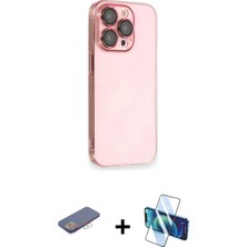 İlk El Grup Pilelistore™ iPhone 13 Pro Max Kılıf Siluet Minimal Özel Seri - Siyah 3D Antistatik Cam Ekran Koruyucu + Renkli Kamera Lens Koruma Cam - Pe