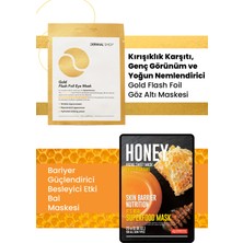 3 Katmanlı Gold Göz Maske ve Bariyer Güçlendirici, Besleyici, %100 Pamuk Bal Maske Seti