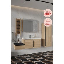 Balneom Banyo Zakkum 120 cm Banyo Dolabı+Dolaplı Aynalı Üst Dolap+Boy Dolabı+Raf