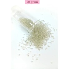 Marsilyan Dökme Cam Kum Boncuk (11/0) 2 mm - 20 Gram -  Şeffaf Beyaz - BNC018
