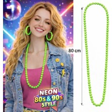 Nemere İthalat Neon Yeşil Boncuk Kolye 80 cm – Retro 80’ler 90’lar Parti Aksesuarı Nemere Ithalat
