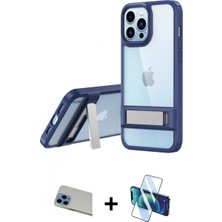 İlk El Grup Pilelistore™ iPhone 13 Pro Max Kılıf Yadigar Yansıma - Siyah 3D Antistatik Cam Ekran Koruyucu + Rainbow Kamera Lens Koruma Cam - Mı