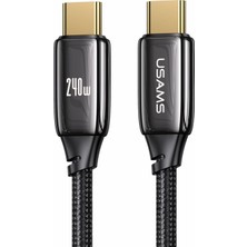 Usams -SJ581 Pd3.1 Type-C Type-C Çinko Alaşım 240W Şarj Data Kablosu 2m