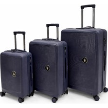 U.S. Polo Assn. 3'lü Valiz Seti %100 Polipropilen Valiz 4x2 Teker Lacivert 26041