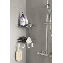 UltraMint Krom Kaplama 2 Katlı Banyo Köşe Rafı ve Şampuanlık Organize Edici