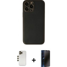 İlk El Grup Pilelistore™ iPhone 13 Pro Max Kılıf Yadigar Klasik - Siyah 3D Antistatik Hayalet Cam Ekran Koruyucu + Shine Kamera Lens - Gd
