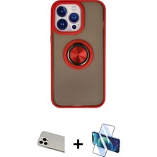İlk El Grup Pilelistore™ iPhone 13 Pro Max Kılıf Yörünge Çizgi - Siyah 3D Antistatik Cam Ekran Koruyucu + Rainbow Kamera Lens Koruma Cam - Bz