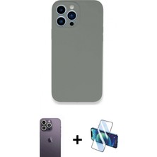 İlk El Grup Pilelistore™ iPhone 13 Pro Max Kılıf Zirve Modern Özel Seri - Siyah 3D Antistatik Cam Ekran Koruyucu + Neon Fosforlu Kamera Lens - Bz