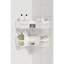 UltraMint Beyaz Duş Rafı 2'li Set, Yapışkanlı Banyo Düzenleyici Organizer