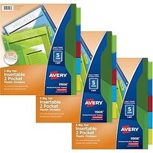 SHC4200 Avery Big Tab Iki Cepli Plastik Ayırma Duvarı, 3 Set 5 Bölmeli 3 Set 5 Bölmeli 3 Set 5 Tablet Merhr