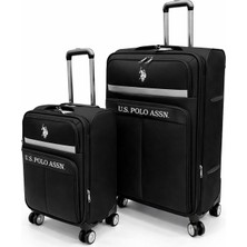 U.S. Polo Assn. Orta ve Kabin Boy Valiz Seti 4 Teker Kumaş Valiz Siyah 26050