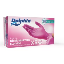 Dolphin Pembe Nitril Muayene Eldiveni Xs Beden 100 Adet - Mdr