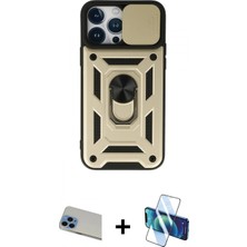 İlk El Grup Pilelistore™ iPhone 13 Pro Max Kılıf Ahenk Klasik - Siyah 3D Antistatik Cam Ekran Koruyucu + Rainbow Kamera Lens Koruma Cam - Mı