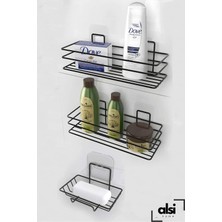 UltraMint 3'lü Paslanmaz Banyo Seti, Sabunluk ve Düzenleyici Rafinçin