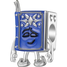 Dangle Bilge Mavi Kitap Gümüş Charm