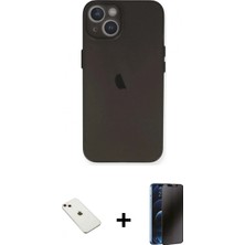 İlk El Grup Pilelistore™ iPhone 14 Kılıf Yadigar Yansıma Serisi - Siyah 3D Antistatik Hayalet Cam Ekran Koruyucu + Diamond Kamera Lens - Pe
