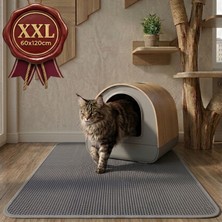 Uygur Home Xxl Büyük Boy Elekli Tuvalet Önü Gri Kedi Kumu Paspası 60 x 120 cm