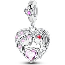 Fubena Anne ve Kız Sevgisi Kalp Sallantılı Charm
