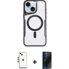 Pileli Store Pilelistore™ iPhone 14 Kılıf Yadigar Klasik Özel Seri - Siyah 3D Antistatik Hayalet Cam Ekran Koruyucu + Shine Kamera Lens - Gs