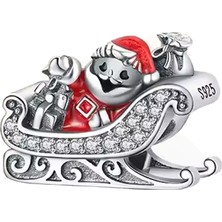 Fubena Taşlı Noel Baba Kızağı Boncuk Charm